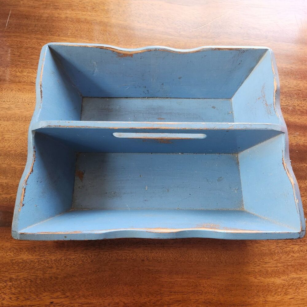 Manchester Wood by Louise Thompson Handcrafted Vermont Distressed Blue Wood tray